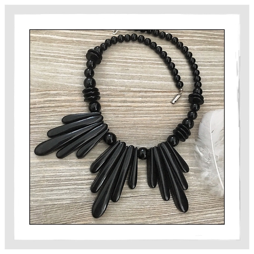 Elegant Black Beaded Necklace